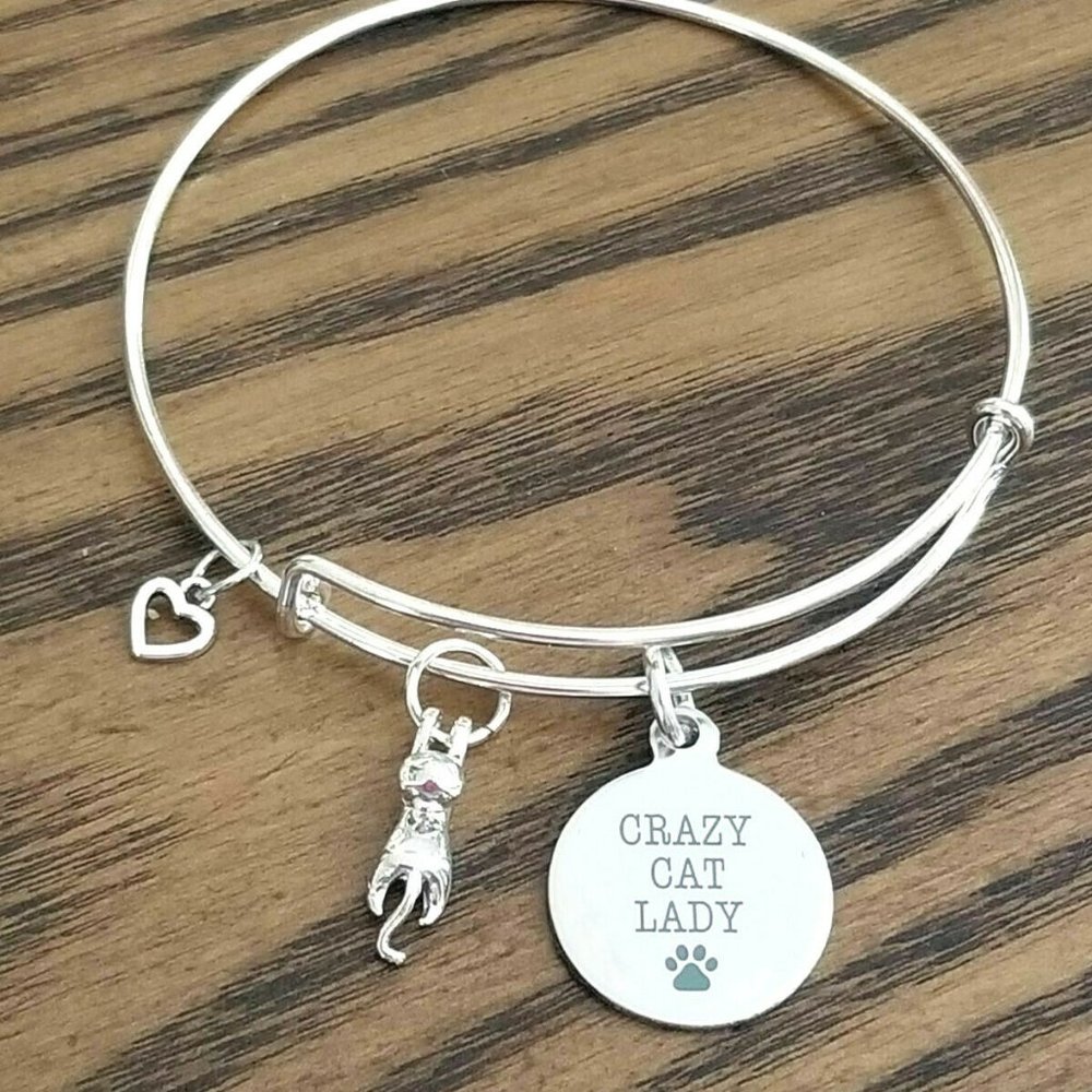 Crazy Cat Lady Bracelet .925 Silver Cat Charm